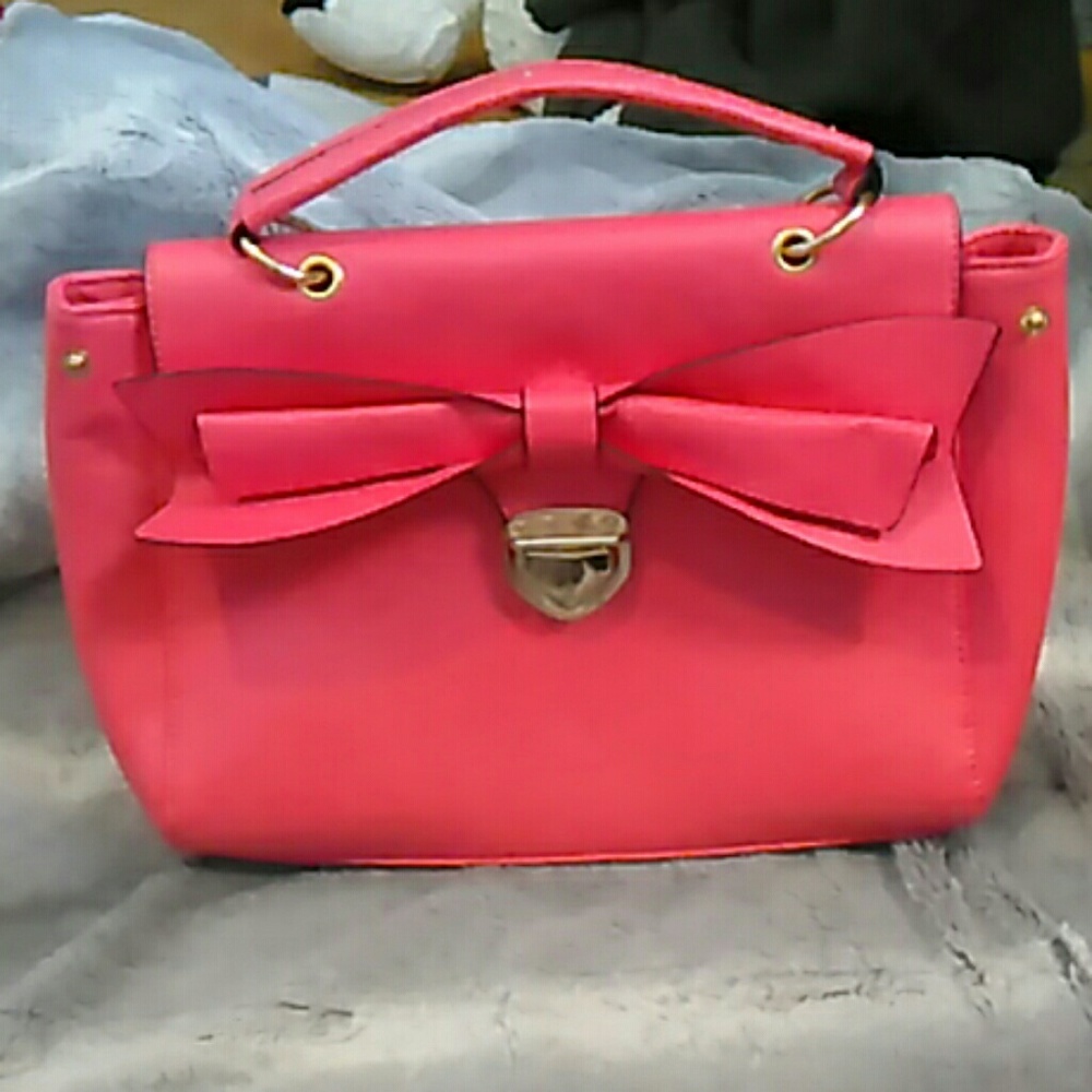 Coral pink bow purse